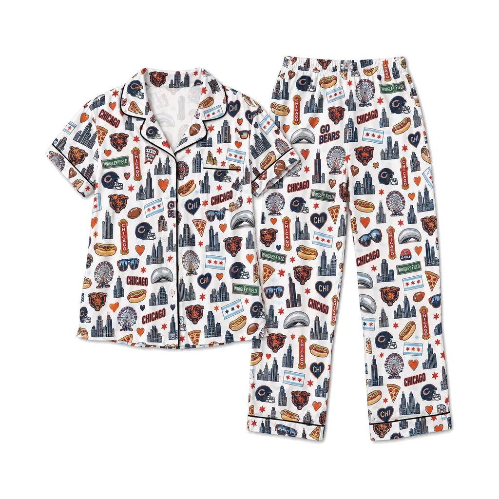 Chicago Bears Sticker Pajama Set